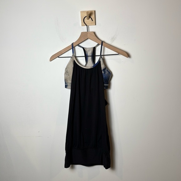 Lululemon Women’s No Limits Tank Top Built In Bra Black Milky Way Racerback 4 - Picture 1 of 9